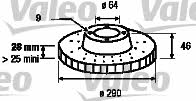 Valeo 187155 Front brake disc ventilated 187155