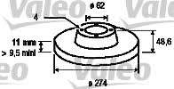Valeo 197000 Rear brake disc, non-ventilated 197000
