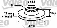 Valeo 197001 Rear brake disc, non-ventilated 197001