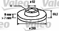 Valeo 197002 Rear brake disc, non-ventilated 197002
