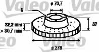 Valeo 197004 Front brake disc ventilated 197004