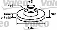 Valeo 197014 Rear brake disc, non-ventilated 197014