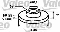 Valeo 197016 Rear brake disc, non-ventilated 197016