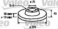 Valeo 197098 Rear brake disc, non-ventilated 197098