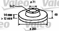 Valeo 197099 Rear brake disc, non-ventilated 197099