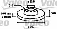 Valeo 197101 Rear brake disc, non-ventilated 197101