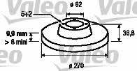 Valeo 197109 Rear brake disc, non-ventilated 197109
