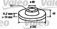 Valeo 197125 Rear brake disc, non-ventilated 197125