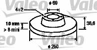 Valeo 197129 Rear brake disc, non-ventilated 197129