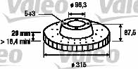 Valeo 197209 Rear ventilated brake disc 197209