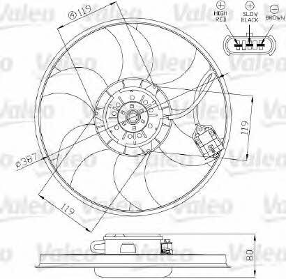 Valeo 696280 Hub, engine cooling fan wheel 696280
