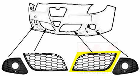 Bumper mesh Alfa Romeo: 0113595 Van Wezel Front bumper grille (plug) left