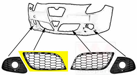 0113596 Van Wezel Front bumper grille (plug) right