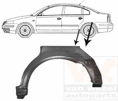 Fender repair parts Volkswagen: 5836147 Van Wezel Repair part rear fender left