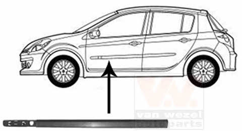 Door moulding Renault: 4331423 Van Wezel Front door trim left