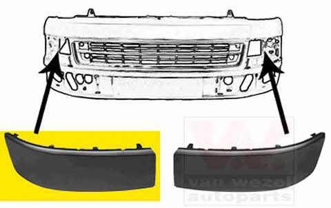 Bumper moulding Volkswagen Transporter: 5790584 Van Wezel Trim front bumper right