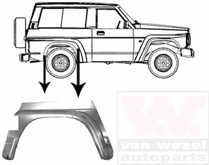 Fender repair parts Nissan: 3362146 Van Wezel Repair part rear fender right