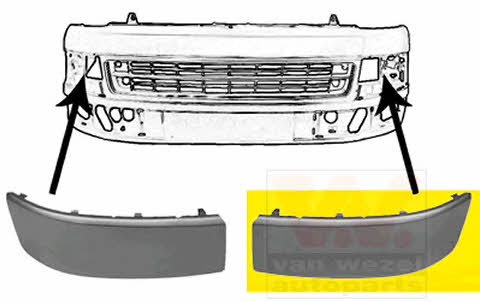 Bumper moulding Volkswagen: 5790585 Van Wezel Trim front bumper left