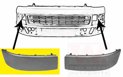Bumper moulding Volkswagen Transporter: 5790586 Van Wezel Trim front bumper right