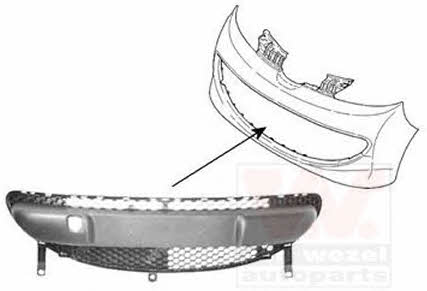 Bumper mesh Peugeot 107: 4019590 Van Wezel Front bumper grill