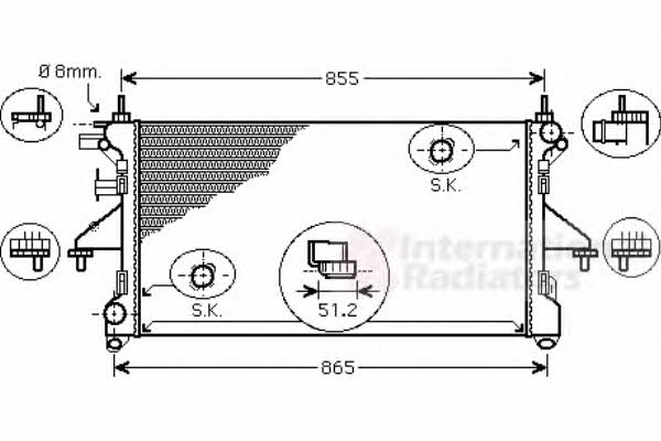 Van Wezel 17002398 Engine cooling radiator 17002398 17002398 Van Wezel Engine cooling radiator