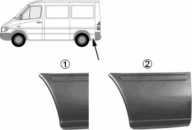 Fender repair parts Mercedes Sprinter: 3075144 Van Wezel Repair part rear fender right