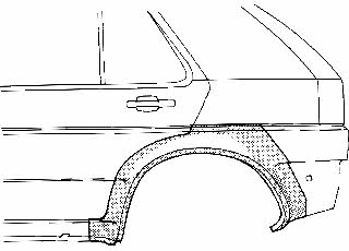 Fender repair parts Opel Astra F: 3735148 Van Wezel Repair part rear fender right