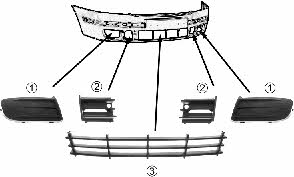 Bumper mesh Skoda Octavia: 7622590 Van Wezel Front bumper grill
