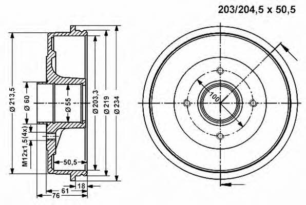 Vema 800836 Rear brake drum 800836