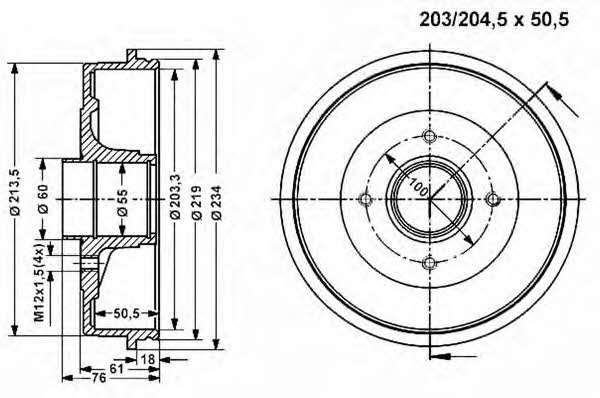 Vema 801221 Rear brake drum 801221