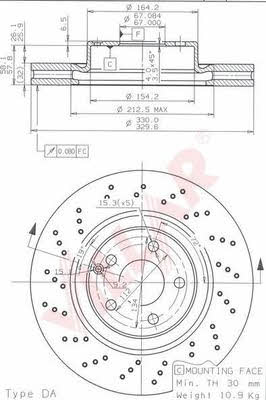 Villar 628.2018 Front brake disc ventilated 6282018