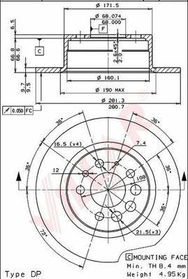 Villar 628.1627 Rear brake disc, non-ventilated 6281627