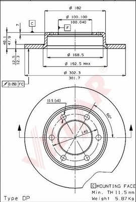 Villar 628.1646 Brake disc 6281646