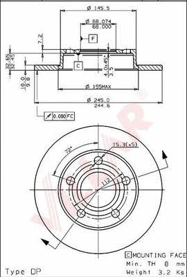 Villar 628.1697 Rear brake disc, non-ventilated 6281697