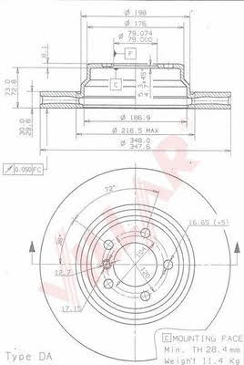 Villar 628.1990 Front brake disc ventilated 6281990