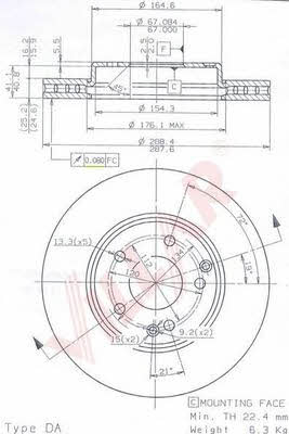 Villar 628.1918 Front brake disc ventilated 6281918