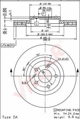 Villar 628.1730 Front brake disc ventilated 6281730