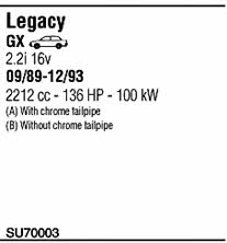 Walker SU70003 Exhaust system SU70003 SU70003 Walker Exhaust system