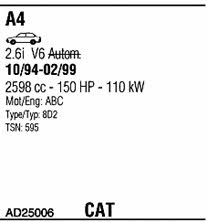 AD25006 Walker Exhaust system