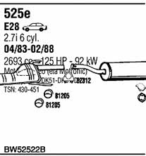  BW52522B Exhaust system BW52522B