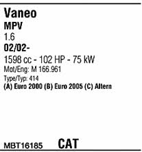 MBT16185 Walker Exhaust system