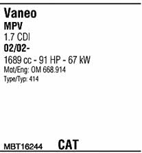 MBT16244 Walker Exhaust system
