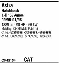 OP45104 Walker Exhaust system