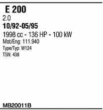  MB20011B Exhaust system MB20011B