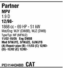 PEH14434BB Walker Exhaust system