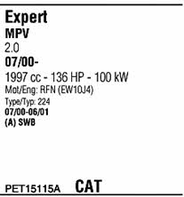Walker PET15115A Exhaust system PET15115A PET15115A Walker Exhaust system
