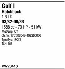 VW20416 Walker Exhaust system