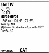 VW20723 Walker Exhaust system