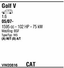 VW20816 Walker Exhaust system