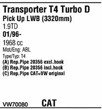 VW70080 Walker Exhaust system